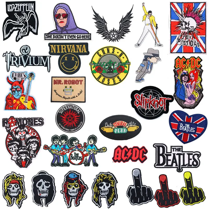 

Punk Rock Clothes Badges Ironing Patches Decals Embroidered Nirvana Stripes Patches Clothes Jackets Jeans DIY Decor Stickers