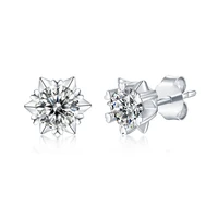 s925 sterling silver stud earrings womens simple snowflake earrings fashion 0 5 ct moissanite six prong earrings