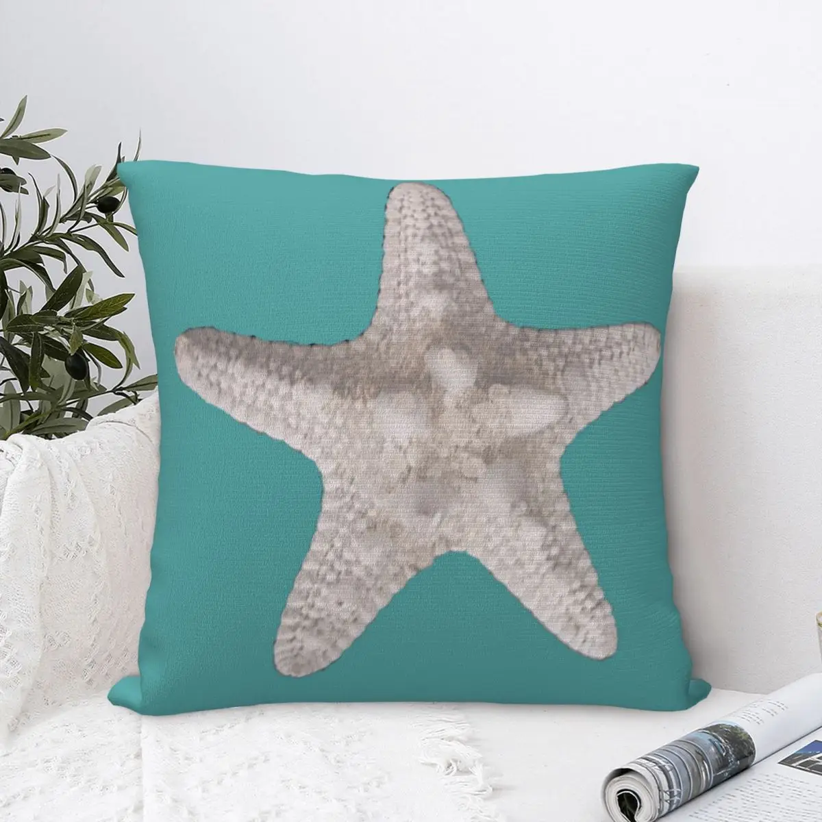 

Nautical Beach Starfish Teal Summer Pillowcase Pillow Case Cushion Cover Home Sofa Car Decorative Throw Pillow Pillowcases
