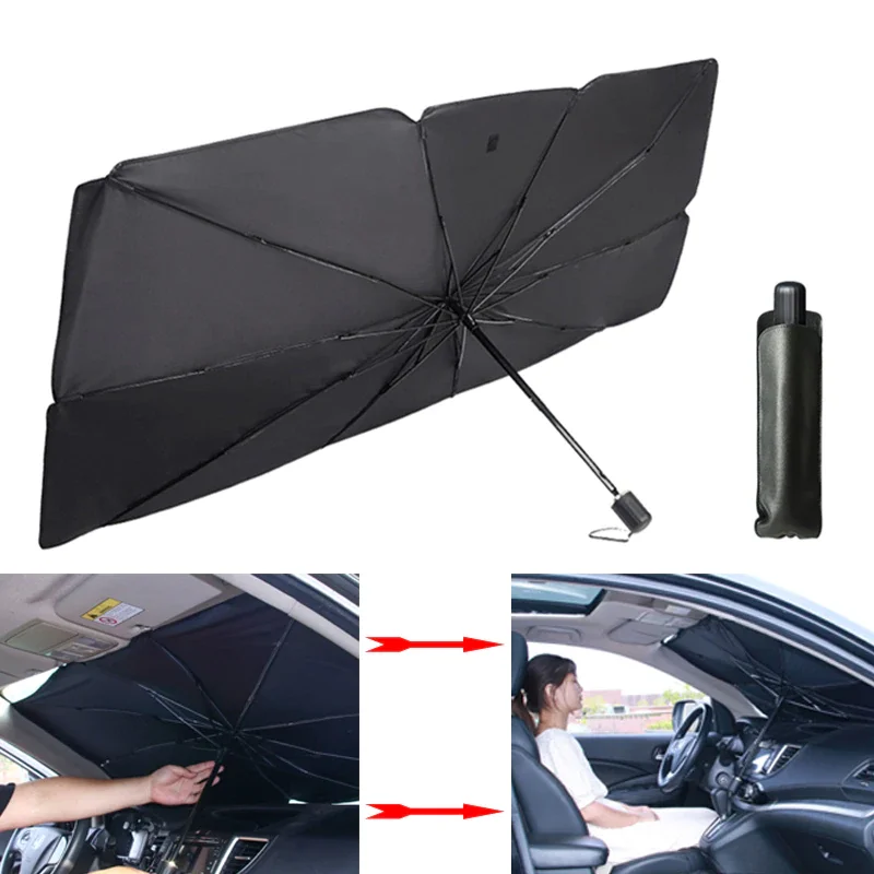 

Автомобильный зонт от солнца, Солнцезащитный зонт для внедорожника, чехол для лобового стекла, складная теплоизоляция, Солнцезащитная штор...