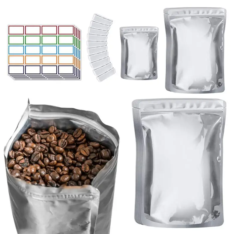 

Mylar Bags For Food Storage Mylar Bags With 100x400CC Oxygen Absorbers 3 Layers Thicken Stand-Up Zipper Pouches Resealable And