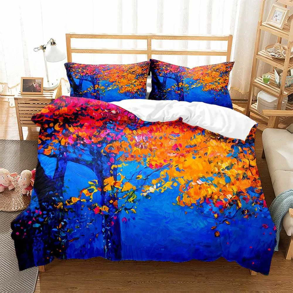 

Abstract Oil Painting Landscape Pattern Multiple Color Duvet Cover Set Bed Pillowcases Multi Size