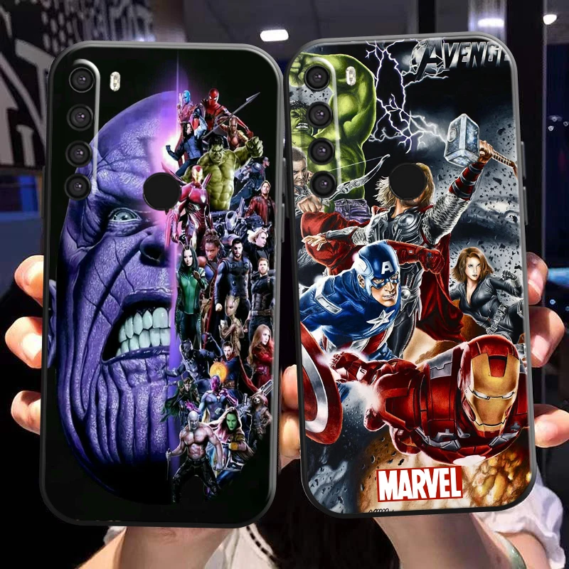 

Marvel Avengers Phone Case For Xiaomi Redmi Note 8 Pro Note 8T Redmi 8 8A Black Silicone Cover Back Funda Coque Liquid Silicon
