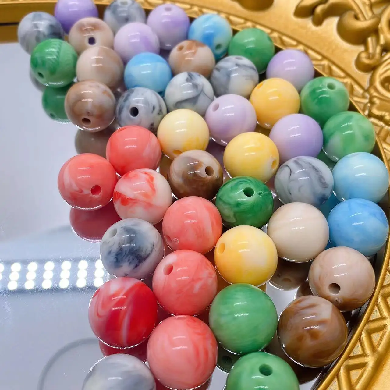 

10 шт./пачка 16 мм акриловые двухцветные окрашенные Круглые бусины с ореолом для изготовления ювелирных изделий Аксессуары для волос