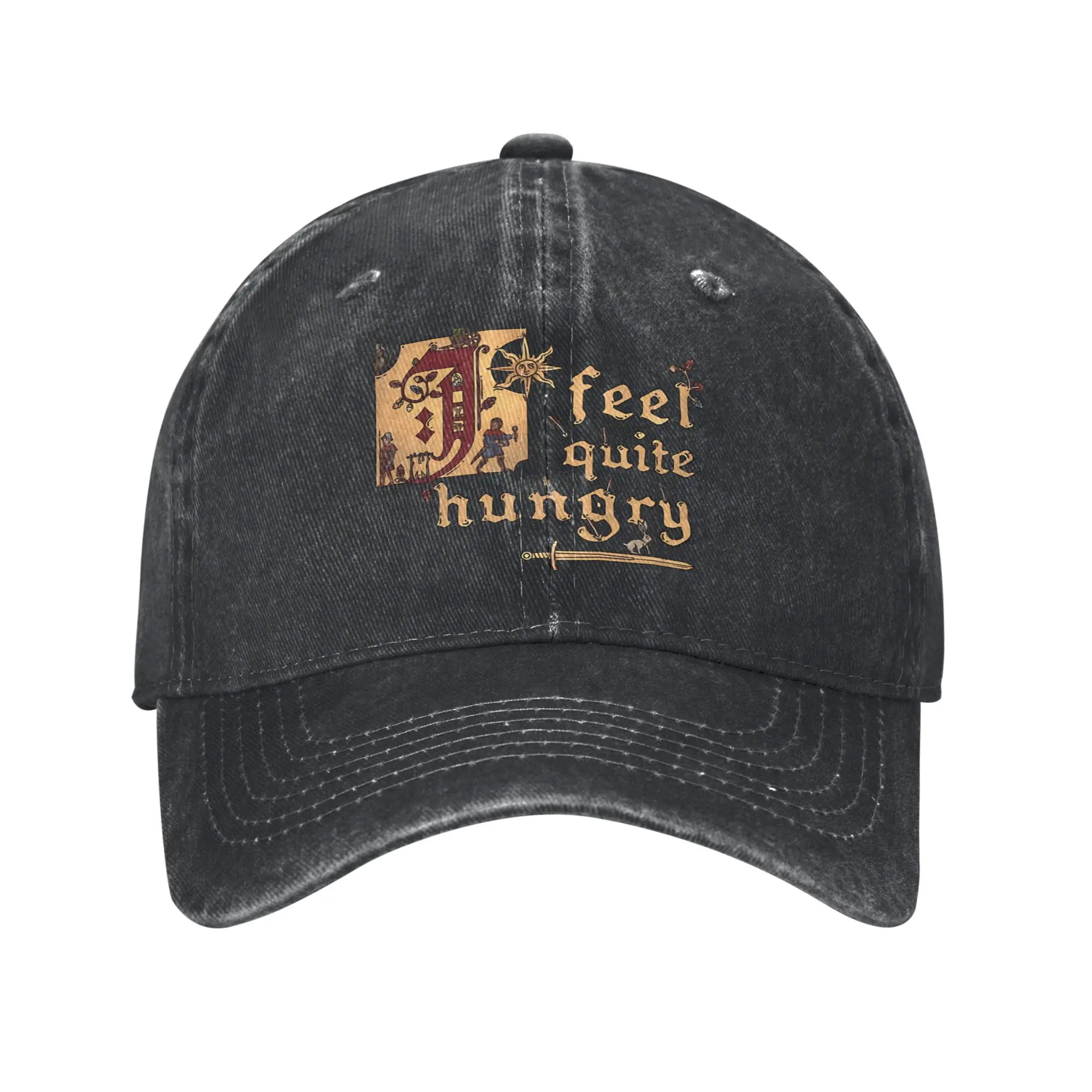 Фото Бейсболка унисекс I feel quite hungry Kingdom Come Deliverances kcd, повседневная, регулируемая, с застежкой-клипсой. №1