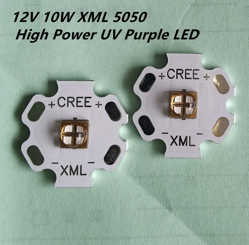 12V 10W XML 5050 High Power UV Purple LED Chip 395nm CREE Lamp