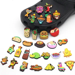 New Mexico style jibz 1pcs cartoon food DIY croc garden shoe charms cute Cactus Accessories fit clog