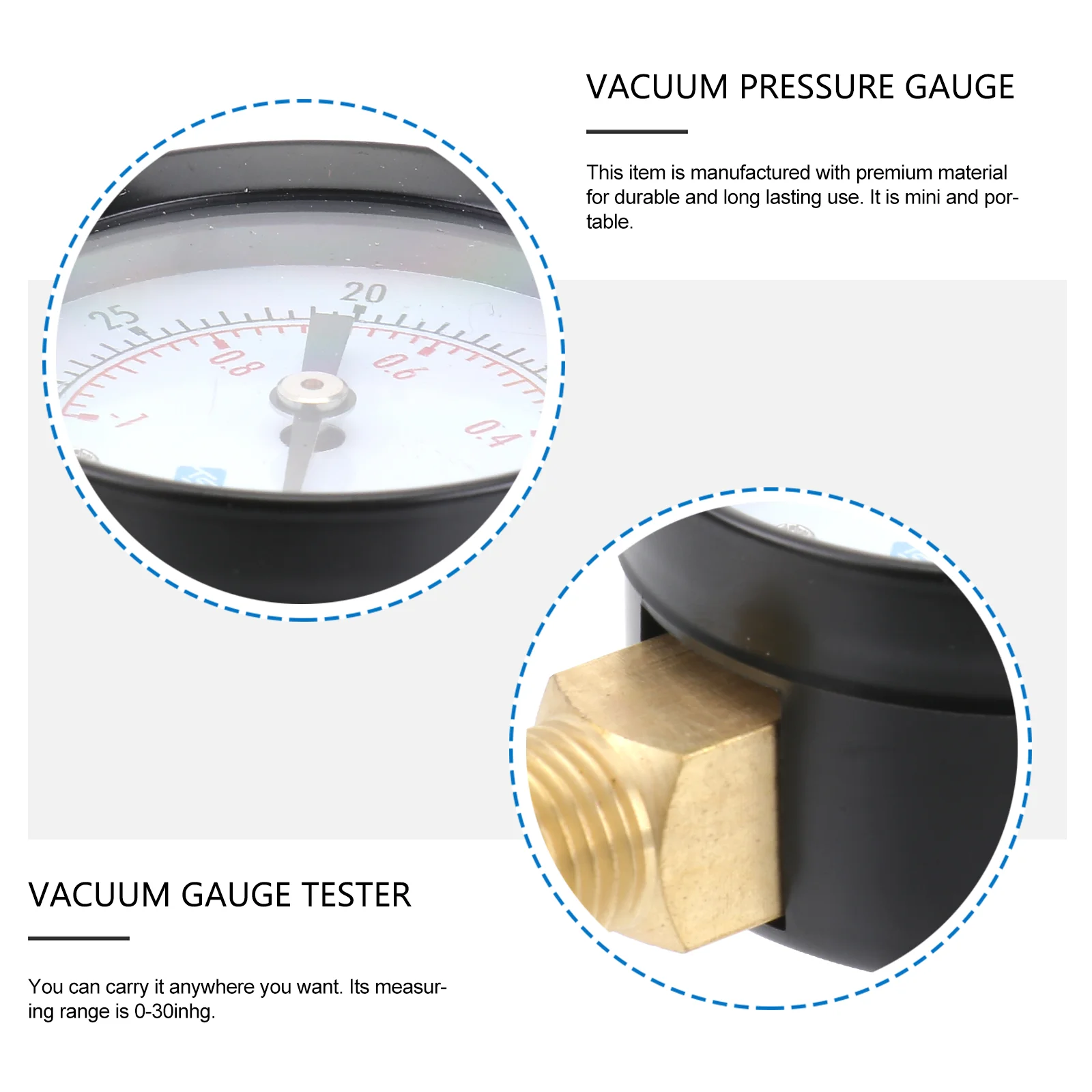 Универсальный вакуумный манометр для воздушного компрессора воды масла газа 0-30