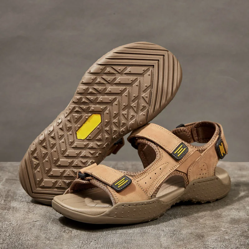 

Сандалии мужские из натуральной кожи, Нескользящие пляжные кроссовки, обувь для прогулок, скалолазания, путешествий, обувь для бисероплетения, на лето