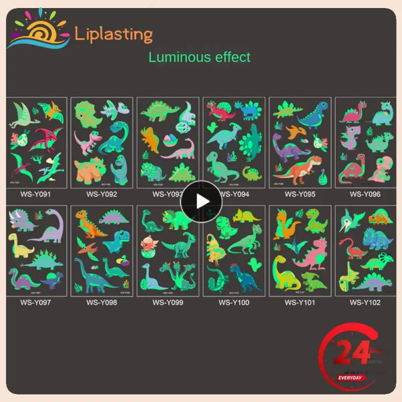 

1PCS Popular Dinosaur Luminous Paint Tattoo Sticker Kids Cartoon Fun Tyrannosaurus Waterproof Temporary Fluorescent Glow