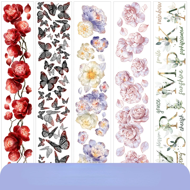 

Hot-Selling Washi Tape Rose Butterfly Character Text Etc 26 Color Scrapbooking DIY Stickers Girls' Favorite Gift Decoration