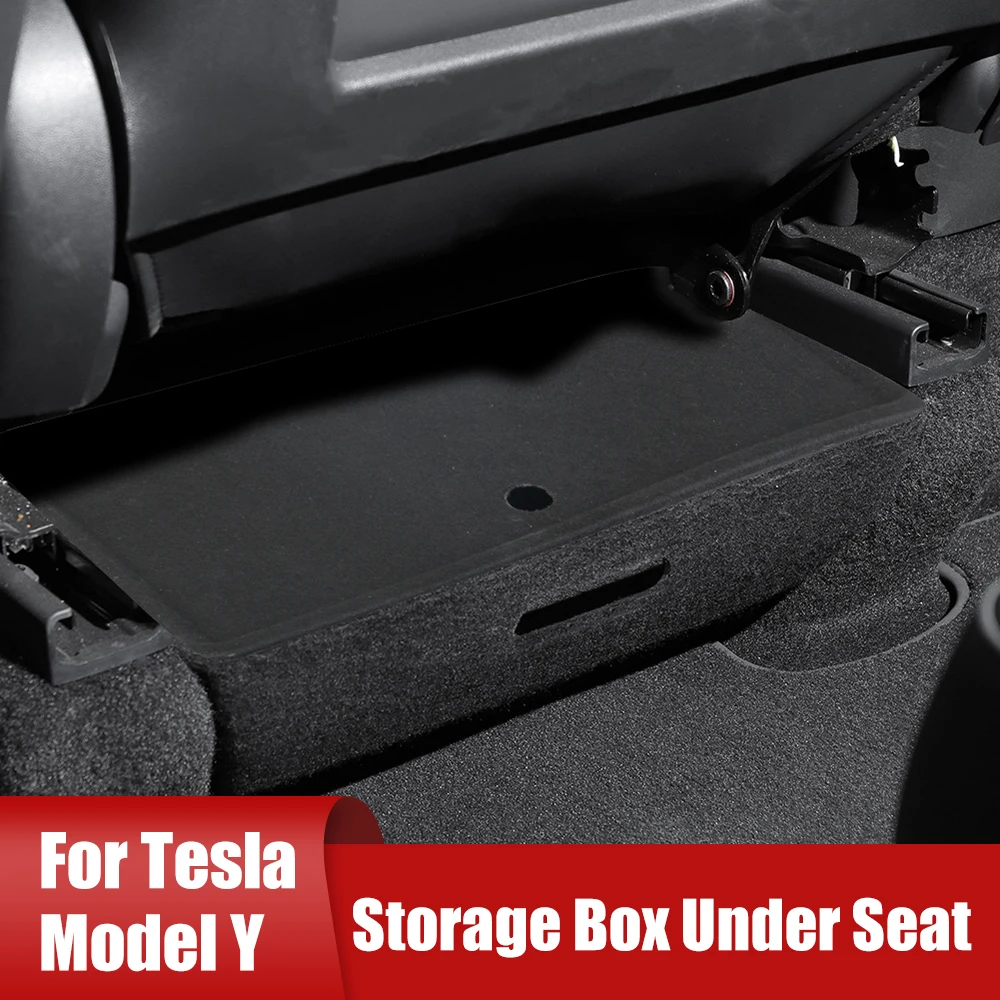 

Car Garbage Bin Under Seat Storage Box Hidden Storage Box For Tesla Model Y With Cover Organizer Case Drawer Holder