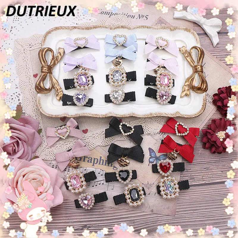 

Заколки для волос для девочек головной убор в японском стиле милая леди заколка для волос с бантом и звеньями в форме сердца женские аксессуары для волос