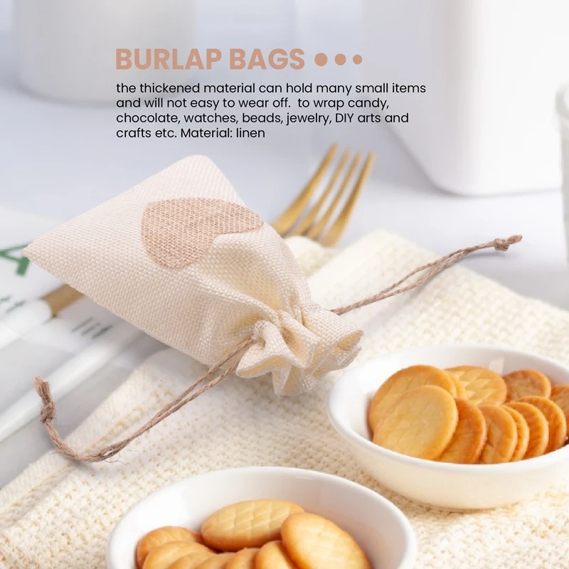 Сумки из мешковины 20 упаковок 4X5 5 дюймов подарочная сумка в форме сердца мешочки