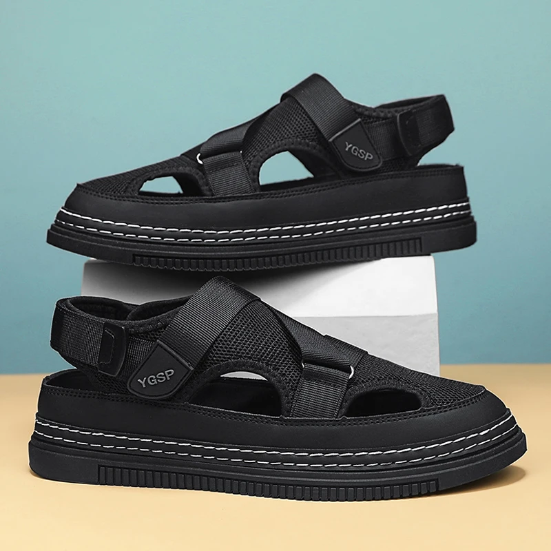 Мужские сетчатые сандалии с вырезами Мужская Уличная дышащая рабочая обувь