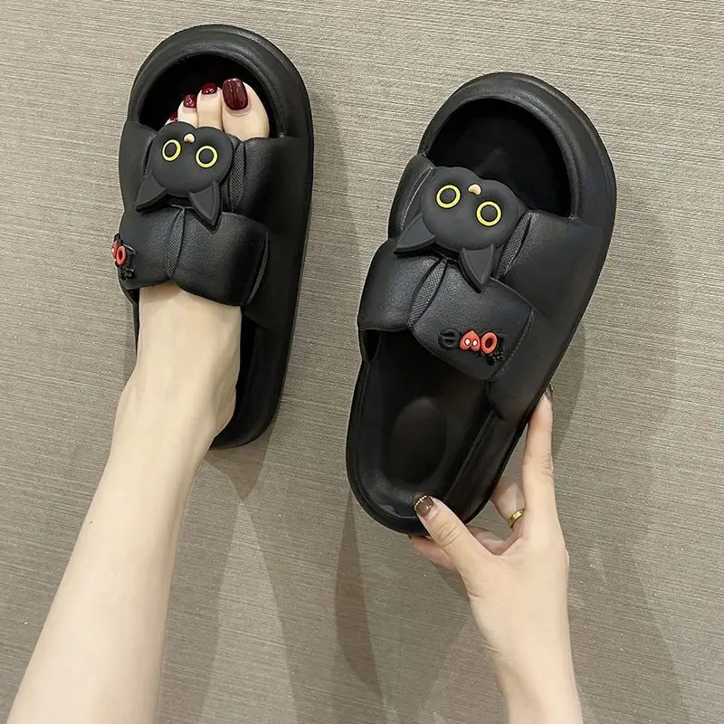 Comwarm Summer Bear Slippers For Women Home Bath Slippers  Cute Cartoon Soft Sole Cloud Slippers Men Outdoor Thick Beach Sandals