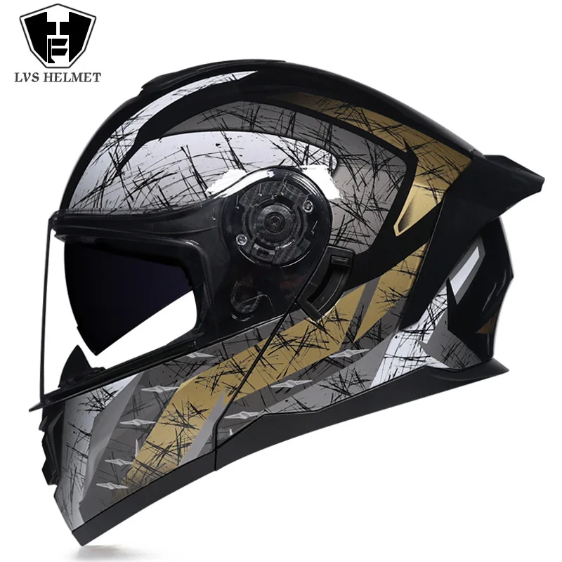 High Quality Motorcycle Helmet Motorbike Full Face Helmet Flip Up Dual Lens Modular Motorcross Riding Moto Crash Helmet Casco