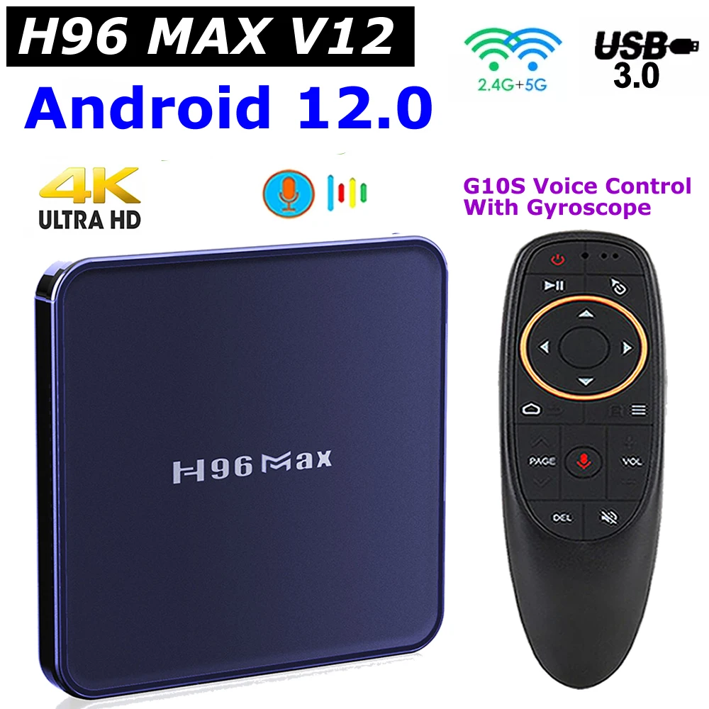 H96 MAX V12 Android 12 ТВ-приставка Rockchip RK3318 4G RAM 64 ГБ ПЗУ 2 4G/5G Dual Wifi BT USB3.0 H96MAX TVBOX 4K HDR Set Top Box
