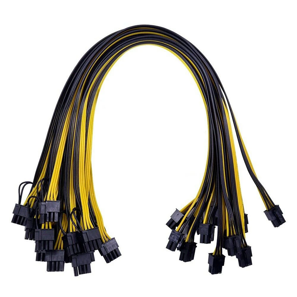 

6pcs 50cm 6pin to 8pin Power Cord PCIE Riser Power Cable PCI PCIE Miner Riser Cable Express Adapter Power Supply Cable