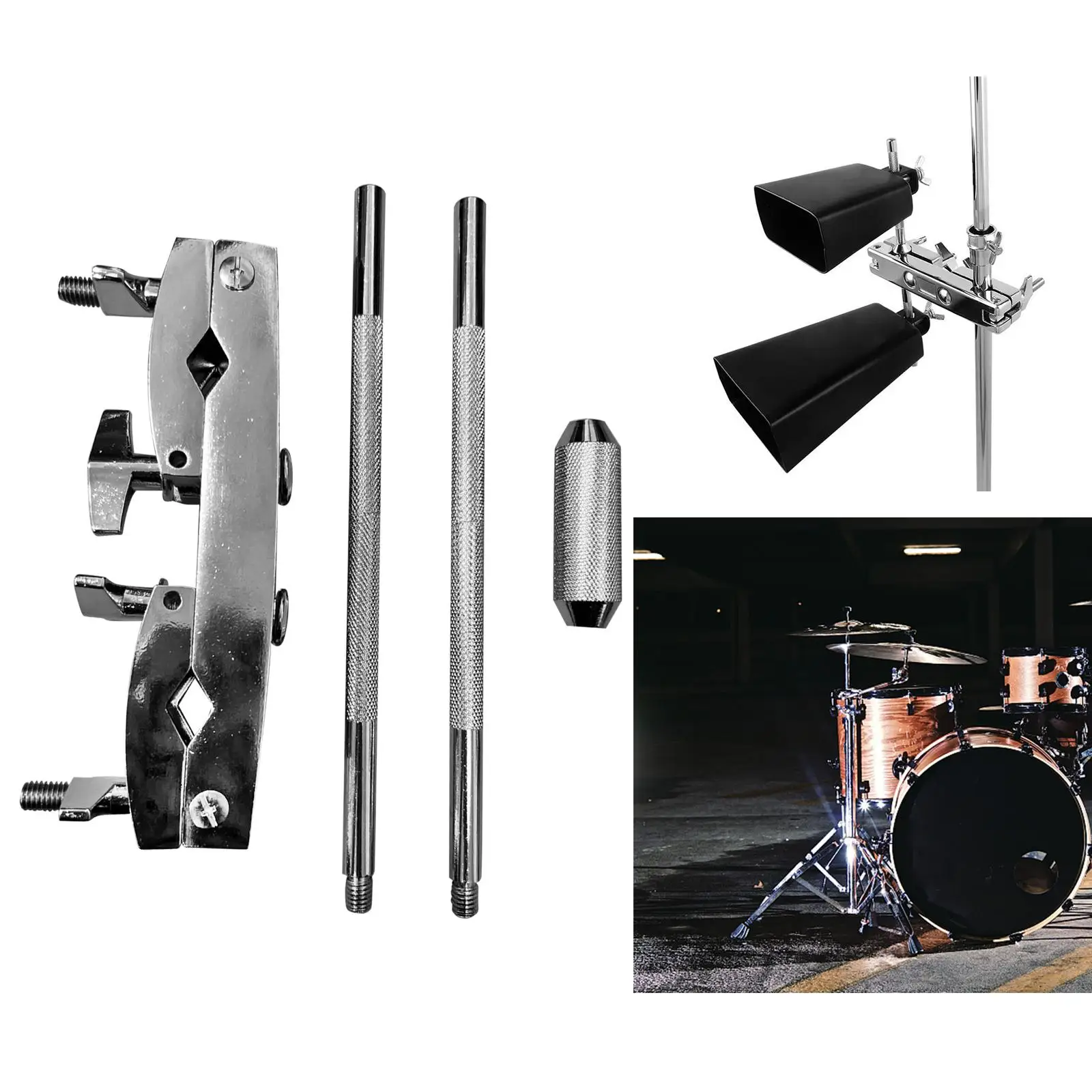 

Cowbell Mounting Bracket Metal Connecting Clamp Holder Bracket Rod Cowbell Clamp Mount for Drums Cymbals Accessories