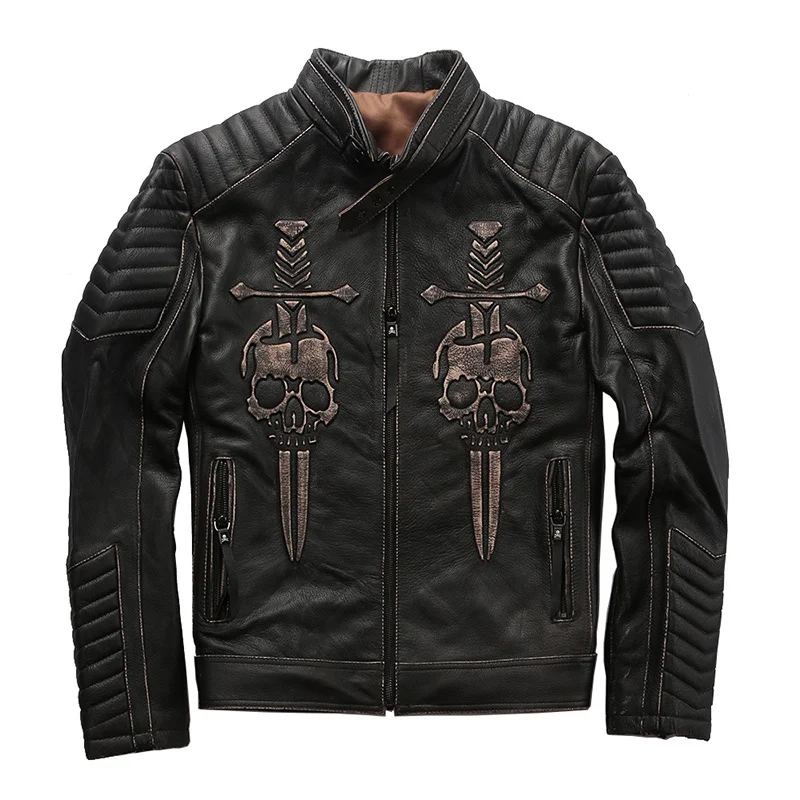 

Read Description! 629 Asian Size High Quality Genuine Cow Skin Men’S Cowhide Casual Vintage Leather Jacket