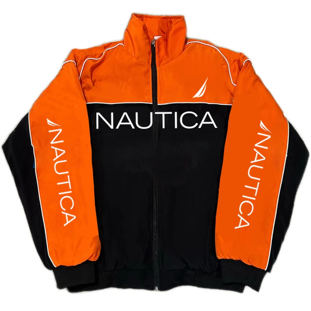 Фото Стеганая куртка NAUTICA в стиле колор-блок, тренч с воротником-стойкой, винтажная уличная одежда, модная спортивная куртка для мужчин и женщин №5