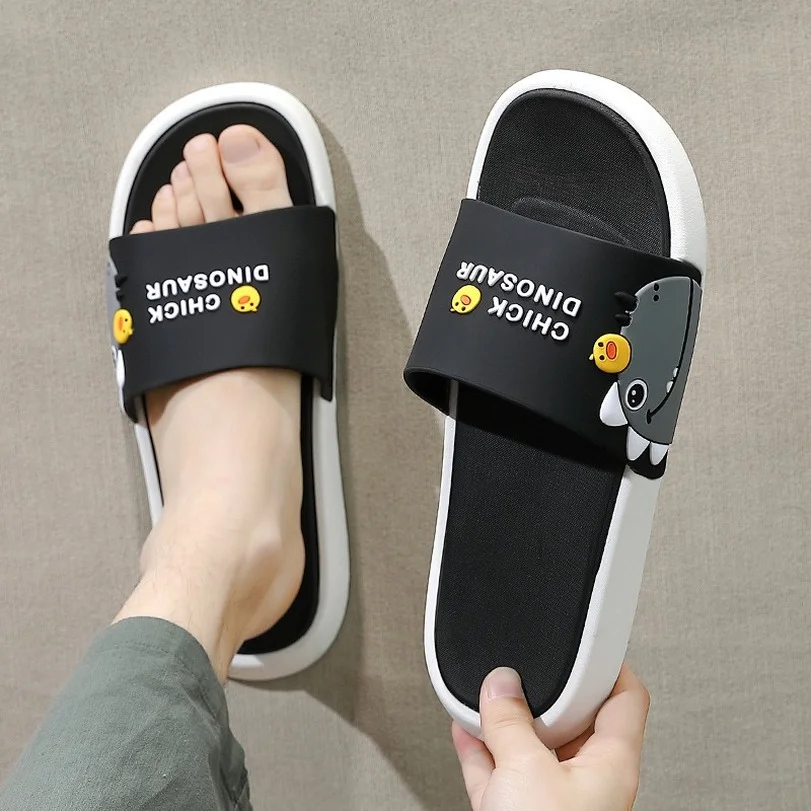 Home Funny Slippers Women Dinosaur Cloud Summer Beach Slides Indoor Soft Sole Sandals Men Male PVC Non Slip Ladies Shoes Female