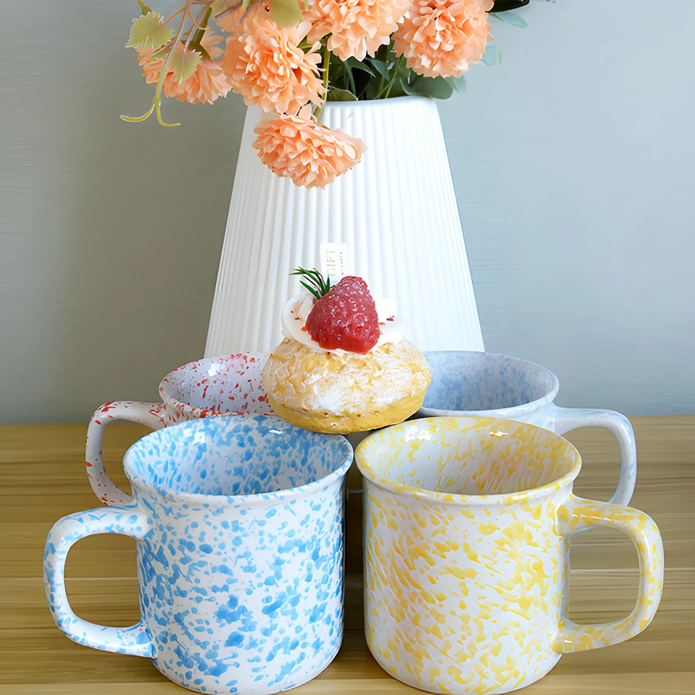 

1PC Creative Ceramic European Ink Cup 250ml Water Milk Coffee Cup Pattern Breakfast Cup Office Home Drink Tea Cup Women's Gifts