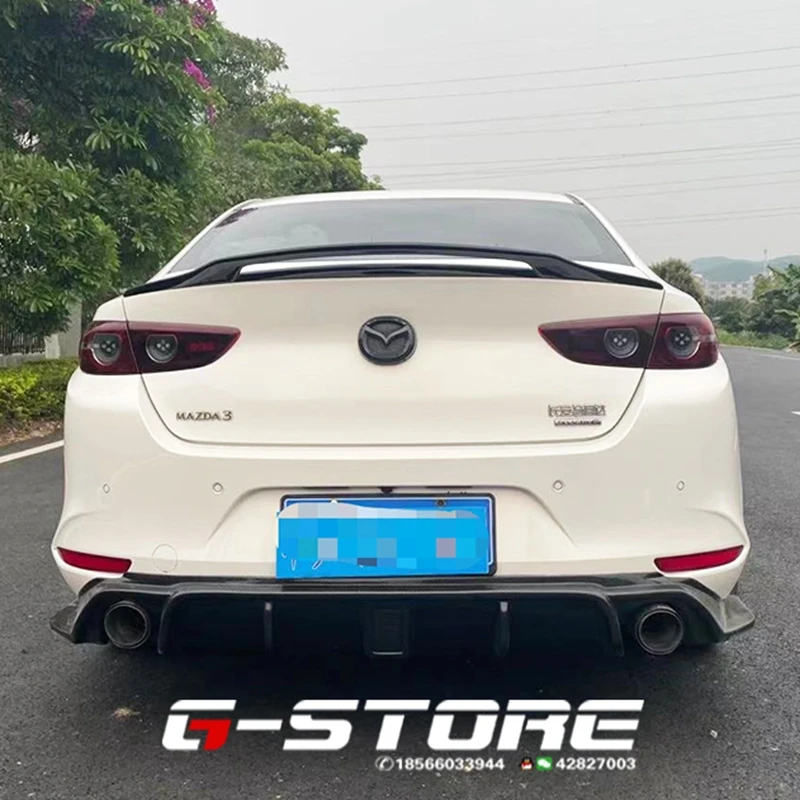 

For Mazda 3 Axela Sedan 4Doors 2020 Carbon Fiber Rear Roof Spoiler Wing Trunk Lip Boot Cover Car Styling