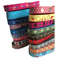 19 styles 2019 new wholesale 58 16 mmx5yards polyester woven jacquard ribbon with love anchor clock pattern for dog collar