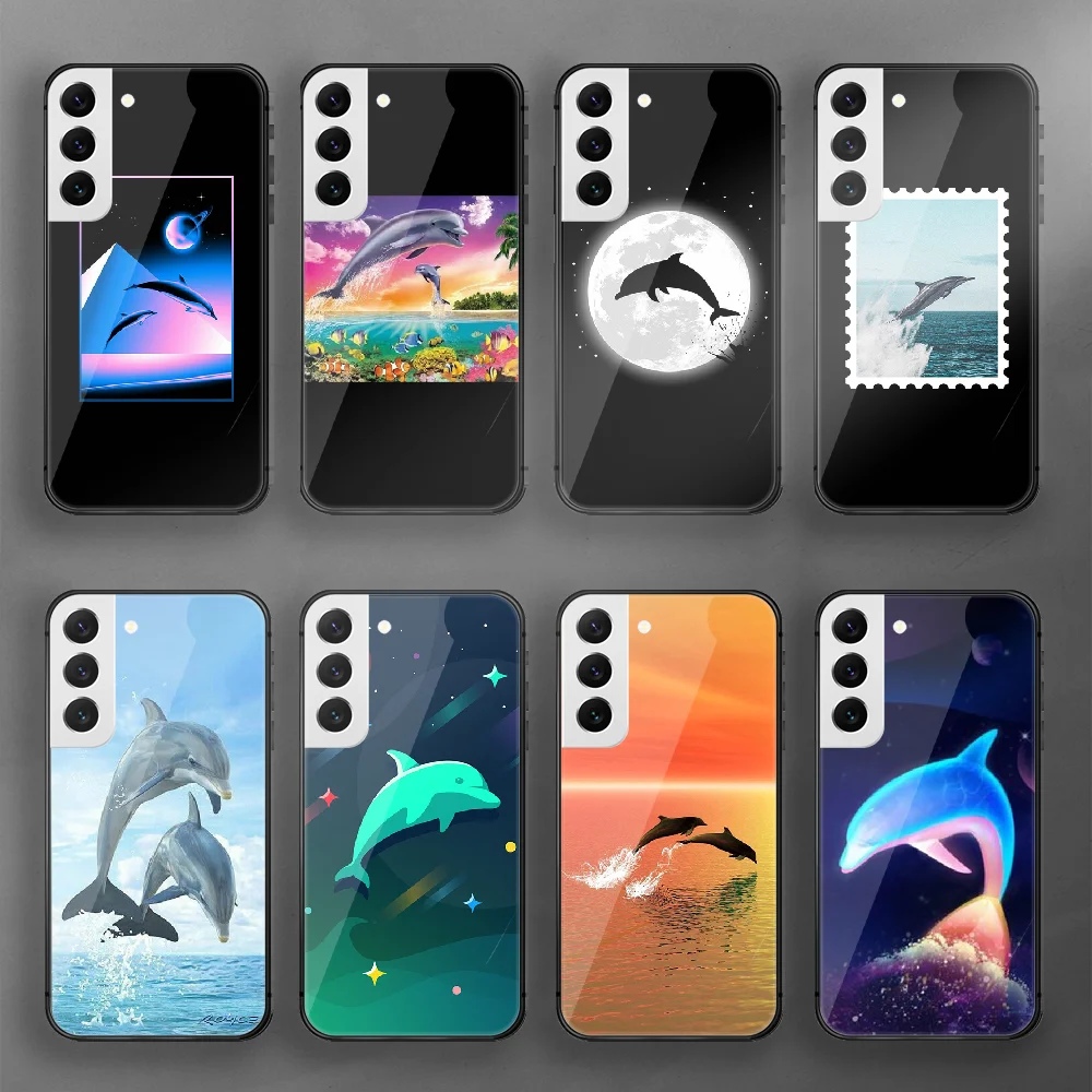 

Sea Animal Cute Dolphin Tempered Glass Phone Case Cover For Samsung Galaxy A S 9 12 13 20 21 22 32 33 Fe 5G Plus Ultra