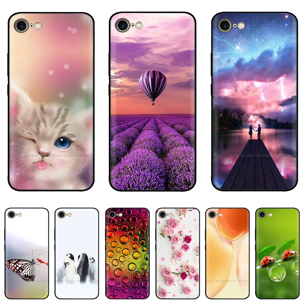 Cover For iPhone SE 2022 Case Soft Black Silicone Cute Shockproof TPU Coque Phone 7 8 6s 5 5S Back Para