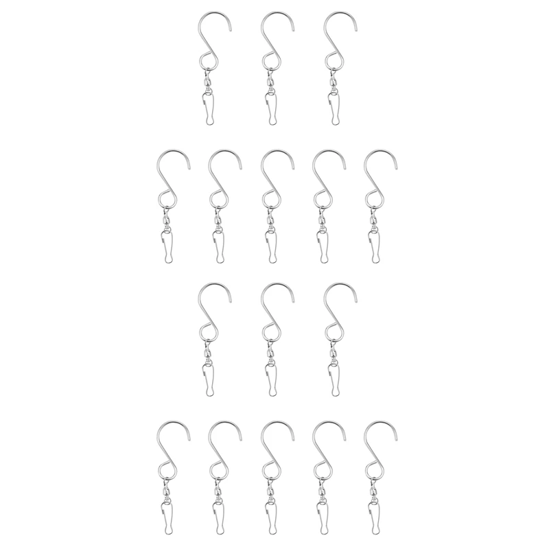 

16 Pack Swivel Hooks Clips, S Hooks Smooth Spinning, For Hanging Wind Spinners Wind Chimes Crystal Twisters Retail