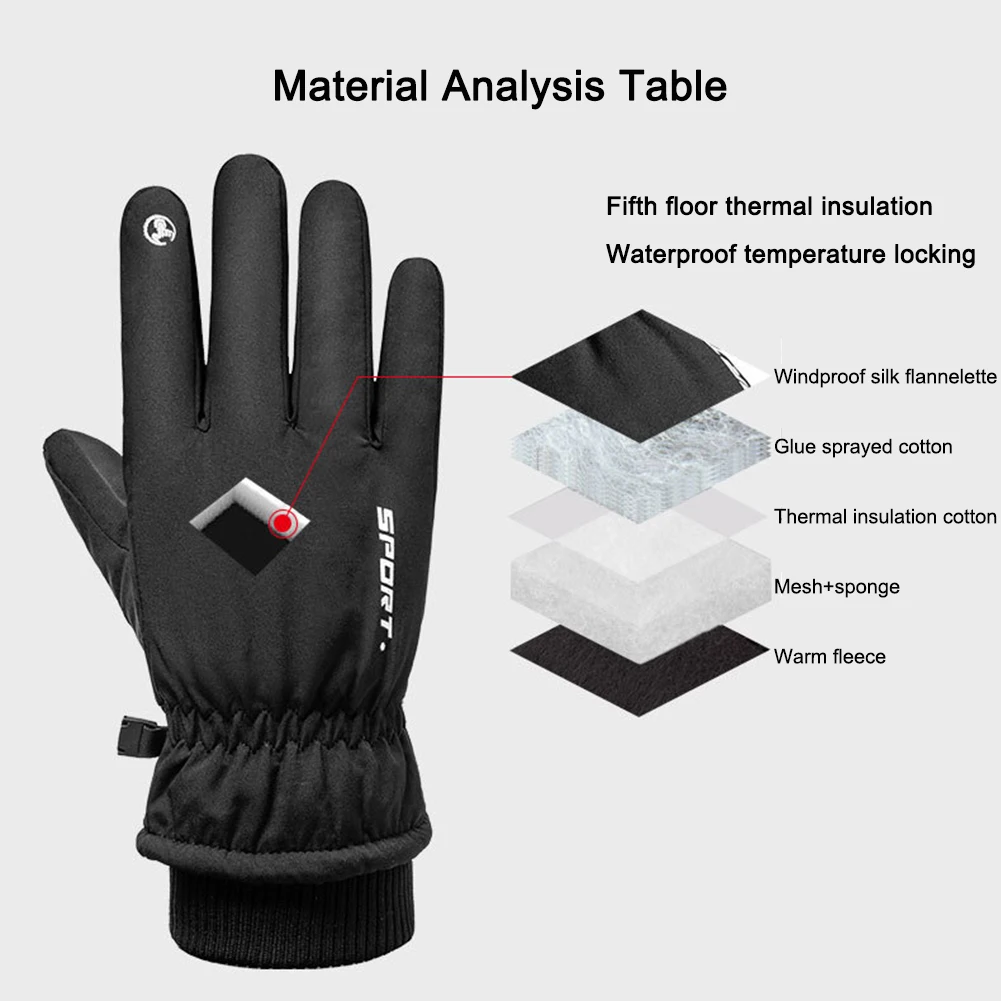 Велосипедные перчатки с сенсорным экраном, перчатки с защитой от влаги и влаги, утепленные флисовые мужские и женские мужские перчатки для ...