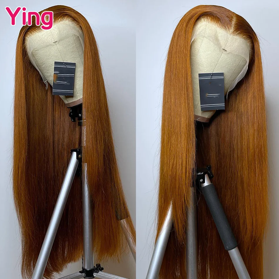 Ying Hair Giner Brown 13x4 Lace Front Wig Human Hair 200% Bone Straight 13x6 Lace Front Wig PrePlucked 5x5 Transparent Lace Wig