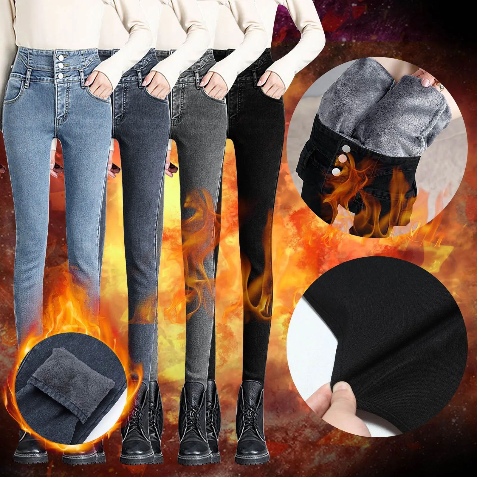 

Модные эластичные брюки-карандаш с высокой талией, женские повседневные бархатные джинсы, женские высококачественные джинсы, плотные женс...
