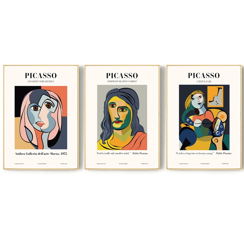 

Colorful Picasso Figure Canvas Painting Abstract Artist Graffiti Posters and Prints Nordic Art Wall Picture Living Room Decor
