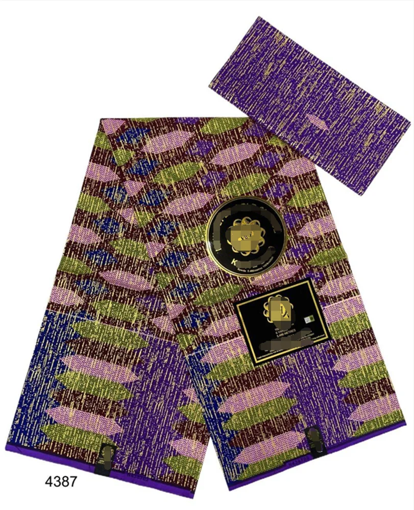 2 + 4 ярда Анкара Afrikaanse Gouden Stof Kente Glitter Echte Wax Нигерия Гана Stijl Tissuin Naaien Jurk Ambacht Diy 100% Katoe