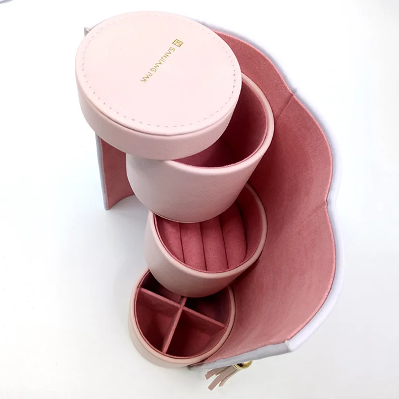 Travel Jewelry Storage Bag Foldable Cylinder Jewelry Storage Box Valentine's Day Gift Necklace Earring Jewelry Box