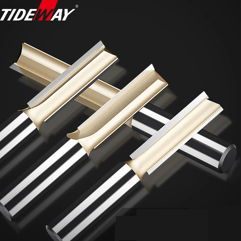 Carbide Woodworking Straight Cutter 1/2 1/4 Shank Router Bits Double Flutes Milling Cutter CNC Tool for Wood  MDF Cutting