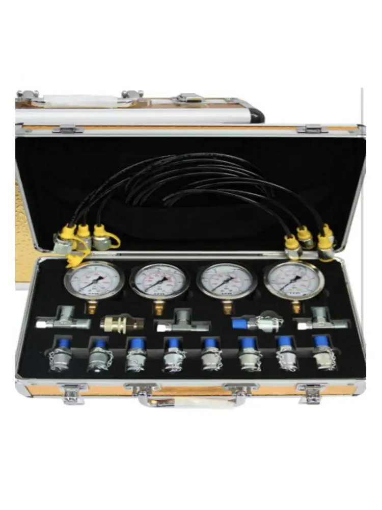 

16-joint excavator hydraulic pressure gauge test kit, professional hydraulic measurement toolbox for hydraulic machinery
