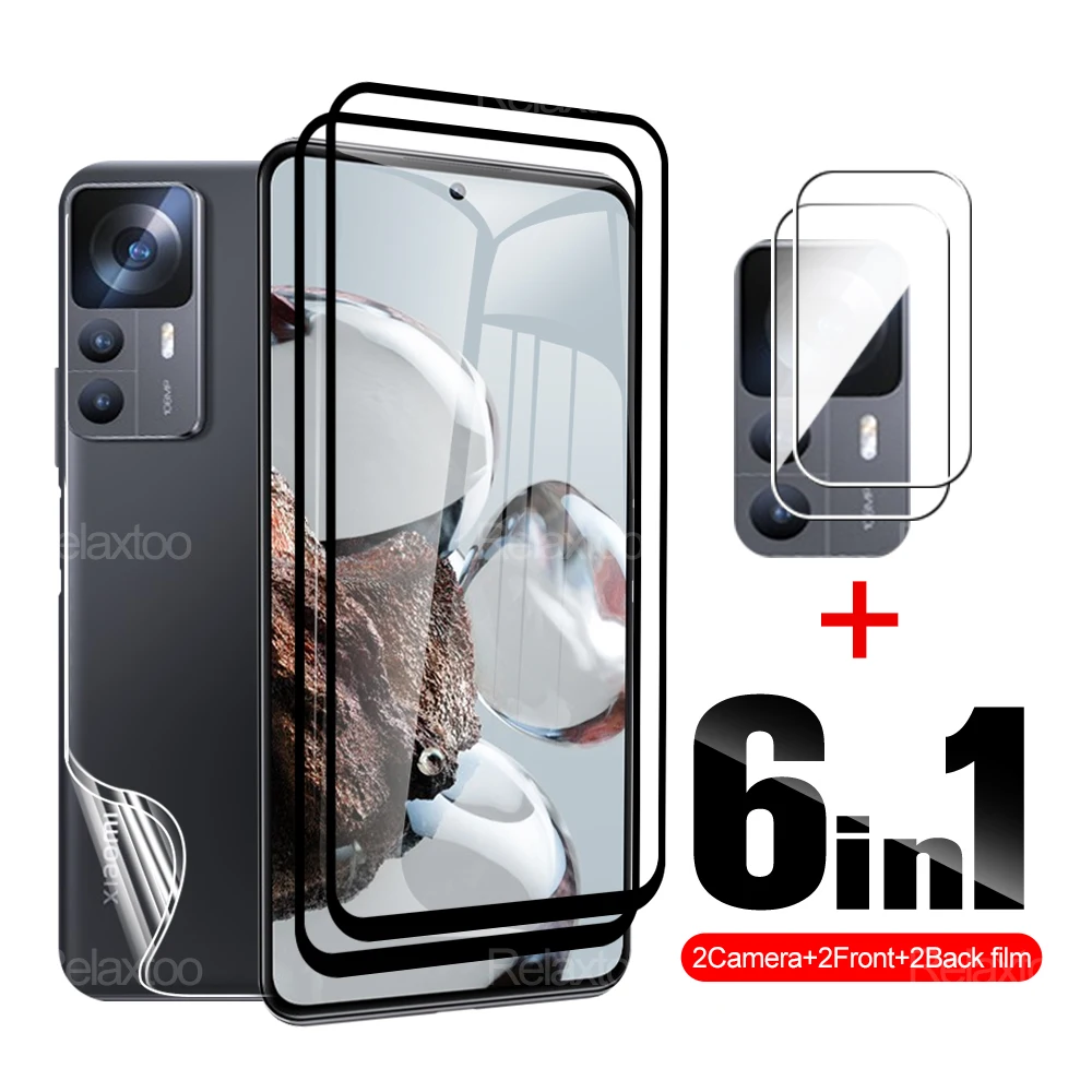 

6 в 1 для Xiaomi 12T Pro, закаленное стекло для экрана телефона, гидрофелевая почтовая пленка и пленка для объектива камеры xiaomi 12t, полноэкранная защитная пленка