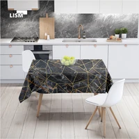 geometric striped 3d tablecloth black gray splice pattern thicken washable rectangular table cloth for kitchen nappe desk decor