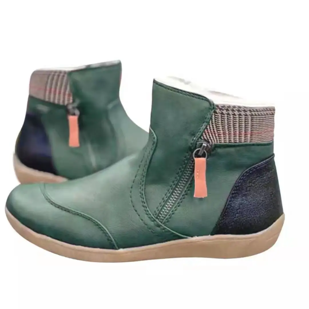 Женские ботинки на молнии обувь большого размера женская зимняя с круглым носком