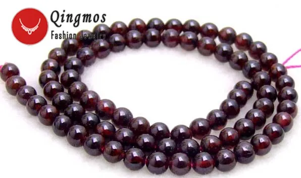 

Qingmos 5-6mm Natural Brown Garnet Beads for Jewelry Making DIY Necklace Bracelet Earring Natural Stone Loose Beads Strand 15"