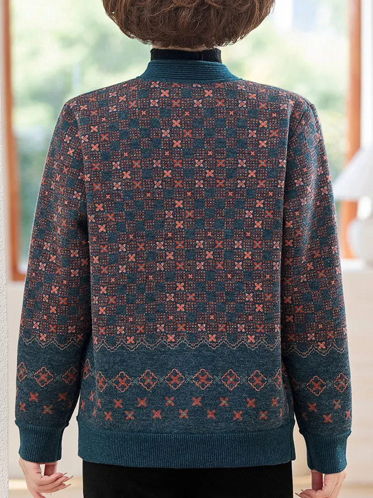 Зимняя одежда Hengyuanxiang для людей среднего и пожилого возраста вязаная верхняя