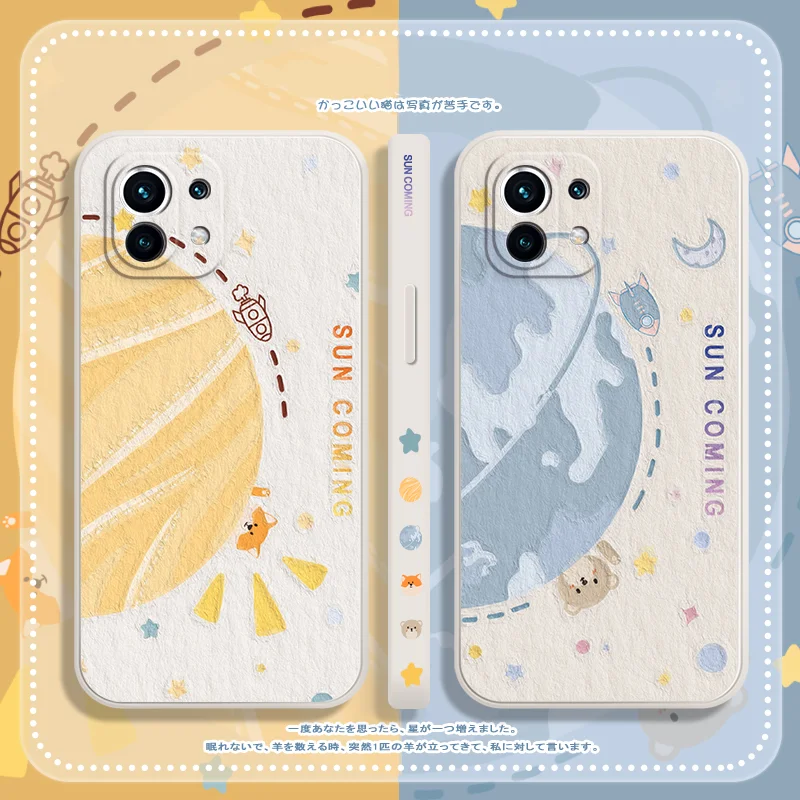 

Childlike Painting Planet Bear Case for Xiaomi Mi 11i 11T Pro 10 10S 10i Lite 10T 9SE Poco X3 NFC X2 Redmi 10 Prime 9C 9A Cover