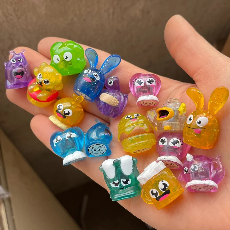 

100-10 шт. миниатюрные милые фигурки животных с милым лицом Kimoji, красочные кристаллы, блестящие фигурки животных, коллекционные модели, подаро...