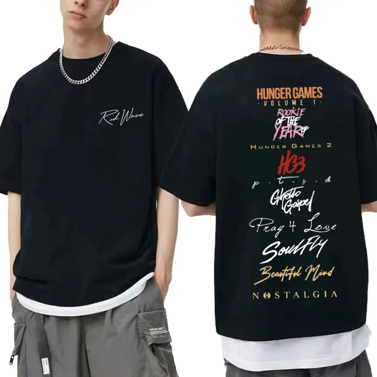 Rapper Rod Wave Music Album Cover Graphic T Shirt Men Women Hip Hop Retro Harajuku Shirts Men's O-collar Oversized T-shirts