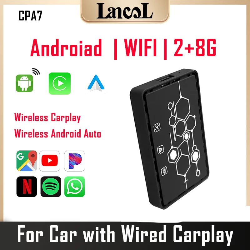 CPA7 Carplay AI Box Android System Smart Mini AI Box Wifi Network Wireless Carplay Wireless Android Auto For Cars with Carplay